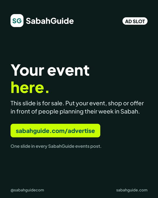 Example of the ad slide in a SabahGuide Instagram post: 'Your event here.'
