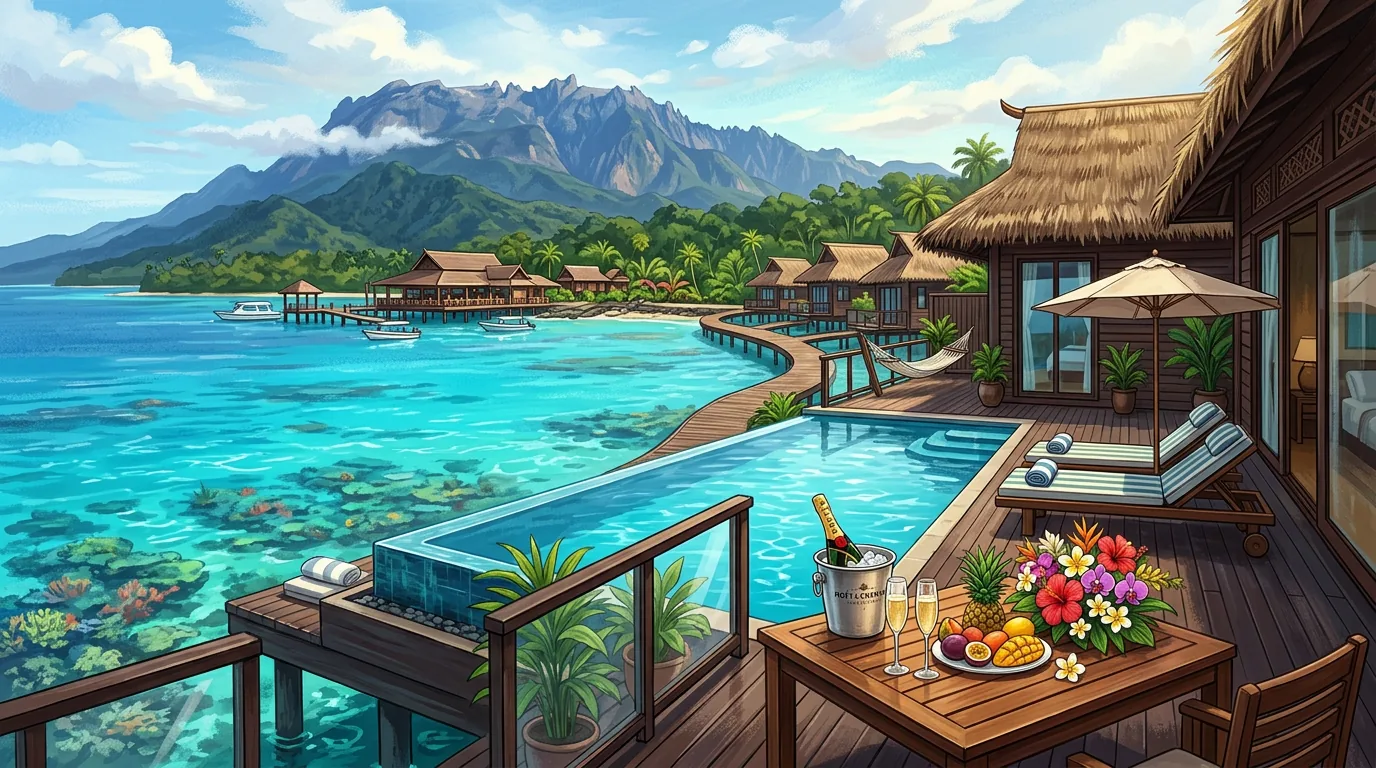 Luxury overwater villa resort in Sabah