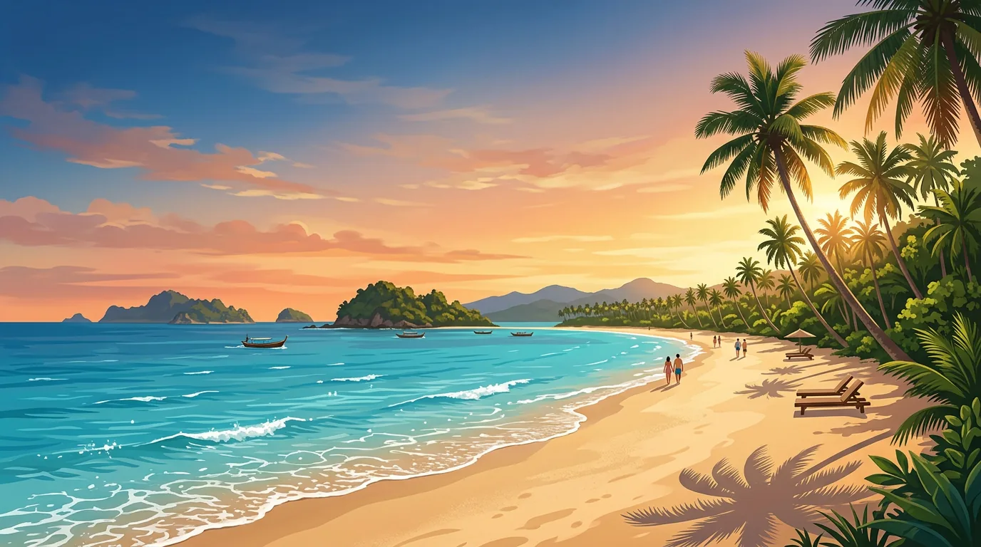 Tropical beach at golden hour in Sabah