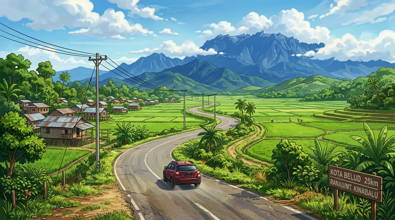 Winding road through Sabah countryside