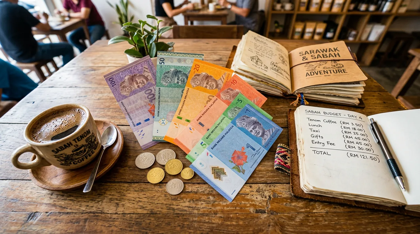 Malaysian Ringgit and travel journal with budget planning