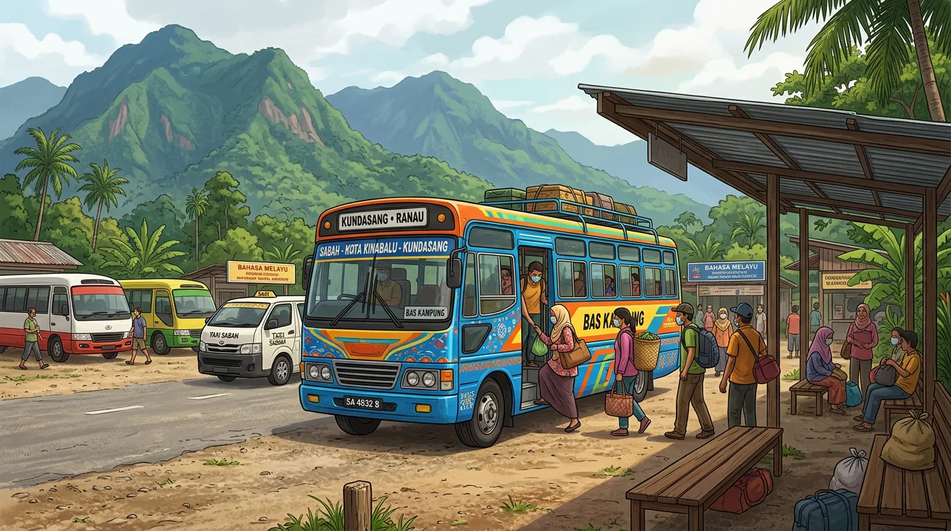 Local minibus at rural bus station