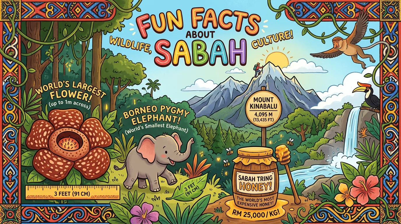 Fun facts collage of Sabah elements