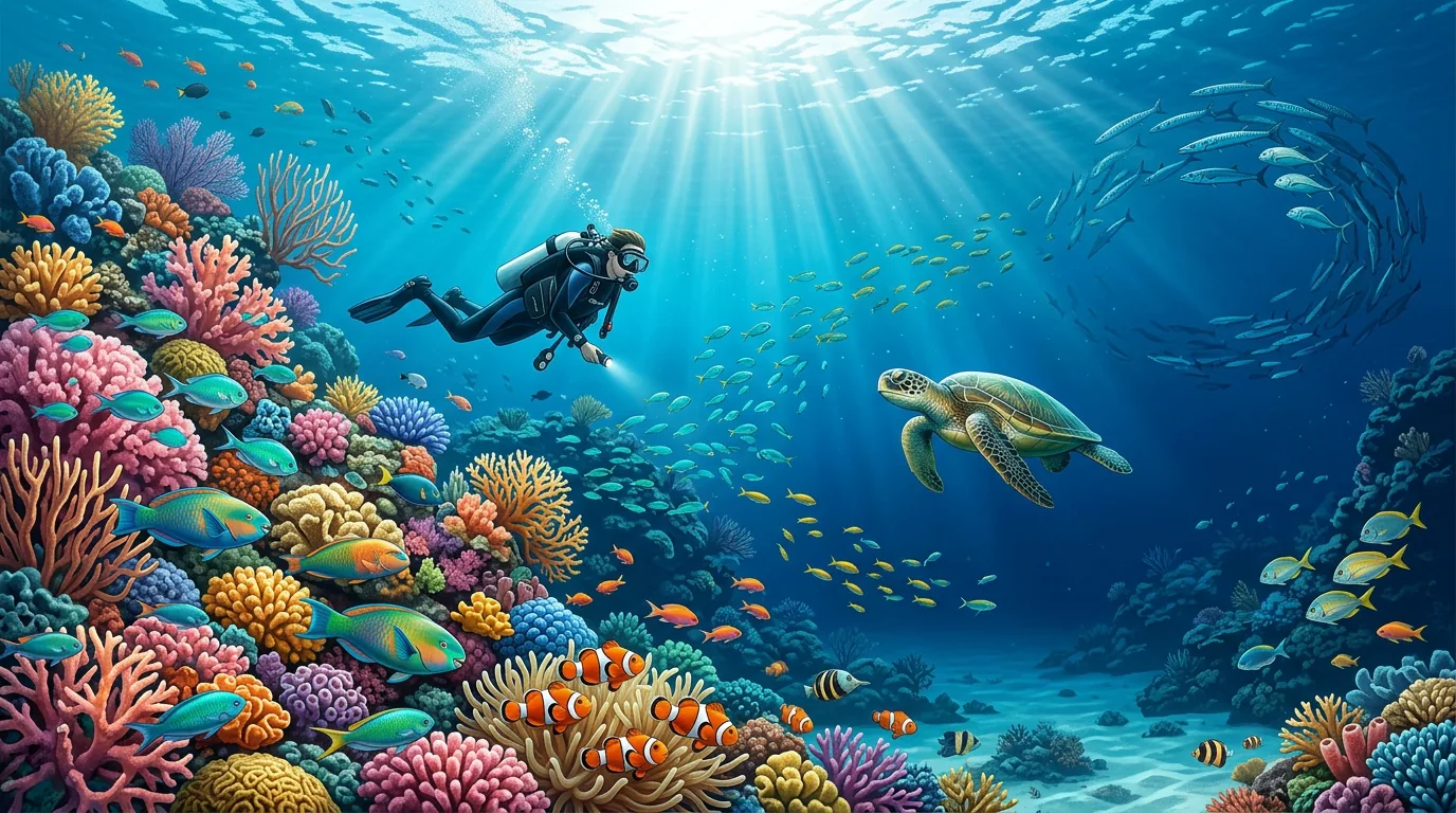 Underwater diving scene at Sipadan island