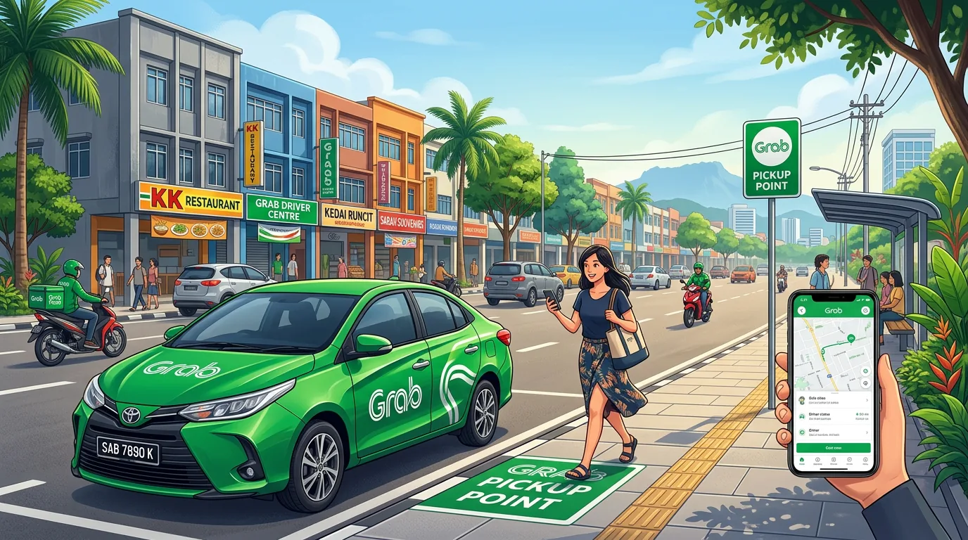 E-hailing car on a Kota Kinabalu street