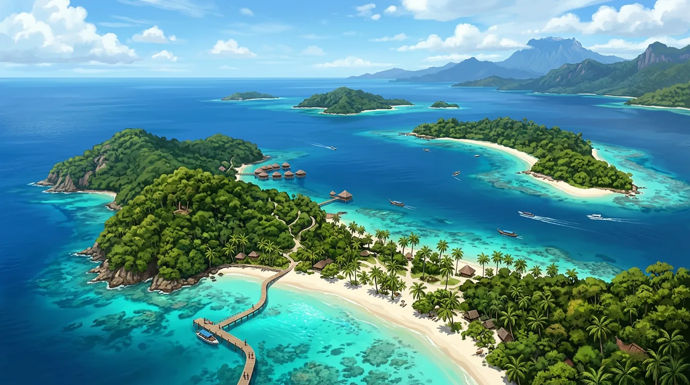 Aerial view of Sabah's tropical islands