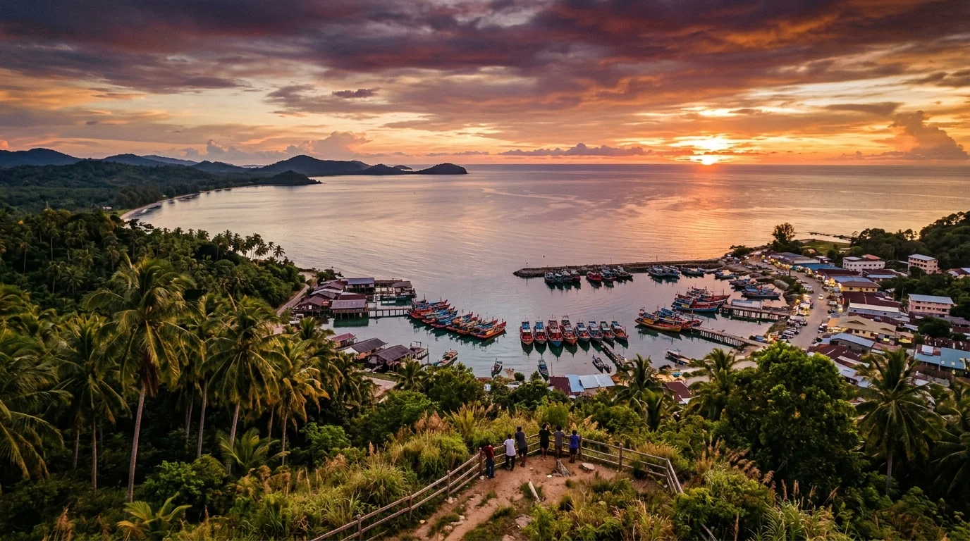 Kudat coastline at sunset — Sabah first colonial capital 1881 to 1883