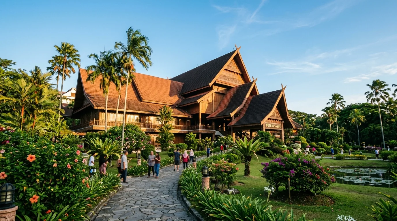 Sabah State Museum building with traditional architecture in Kota Kinabalu