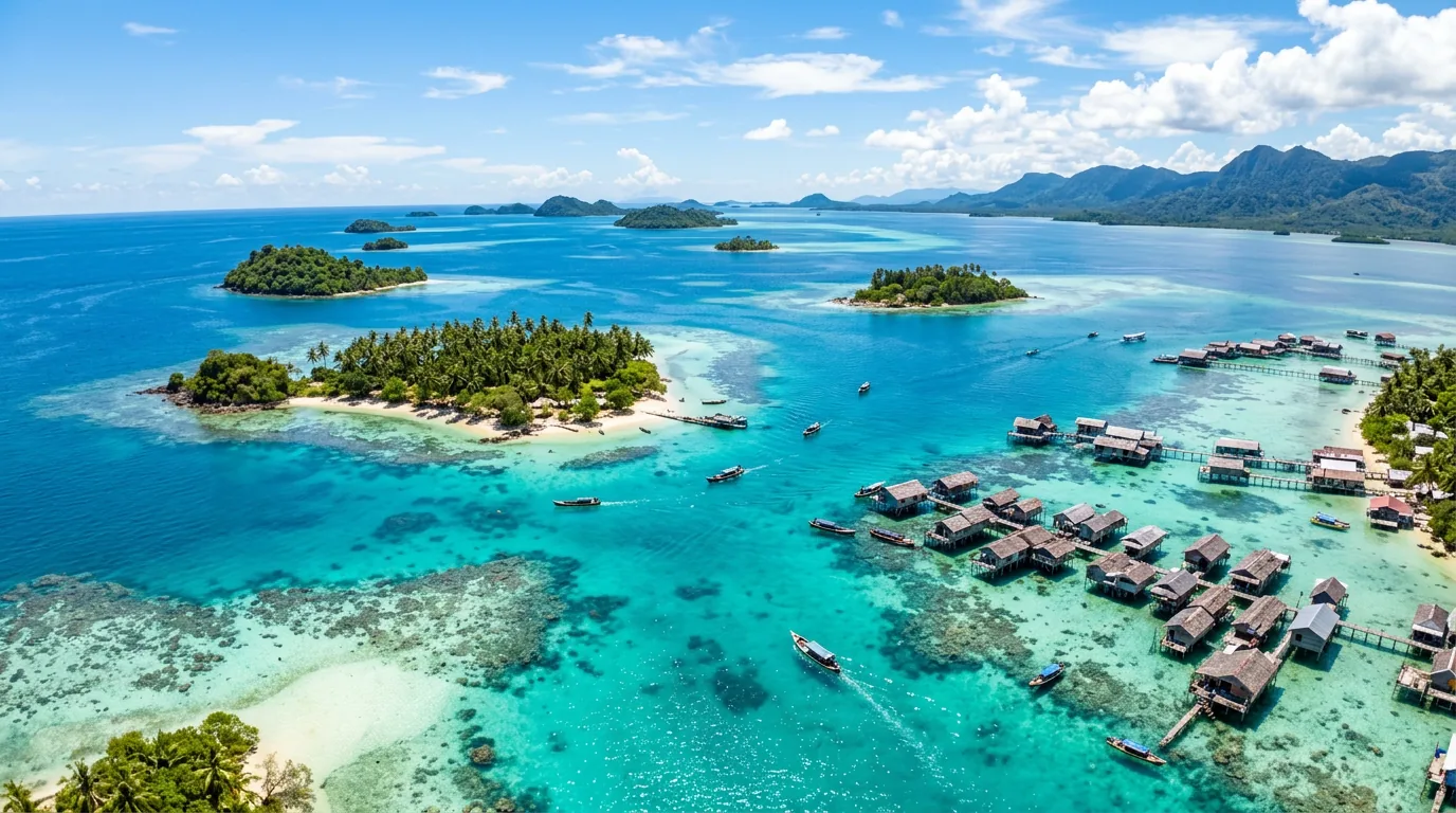 Crystal clear turquoise waters of Semporna archipelago