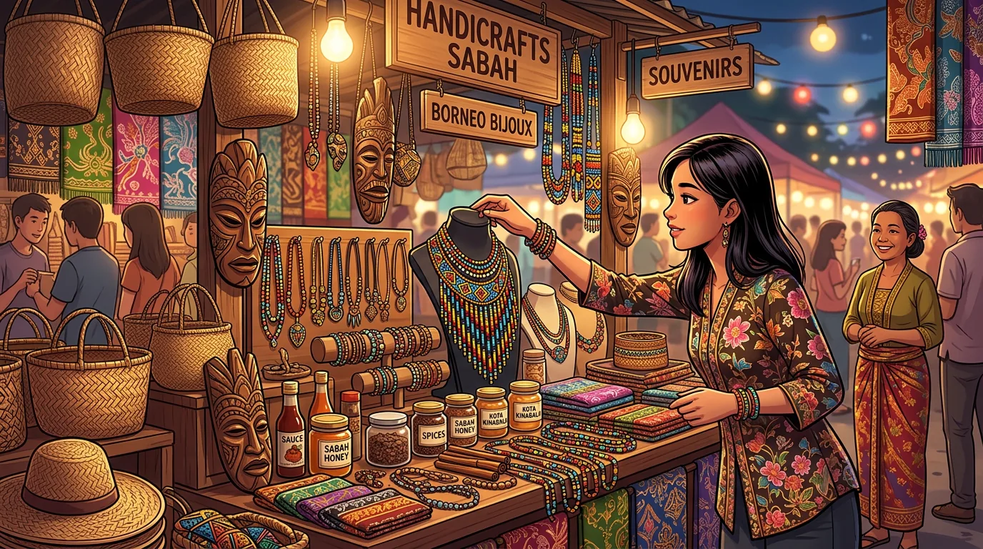Colourful handicraft market stall