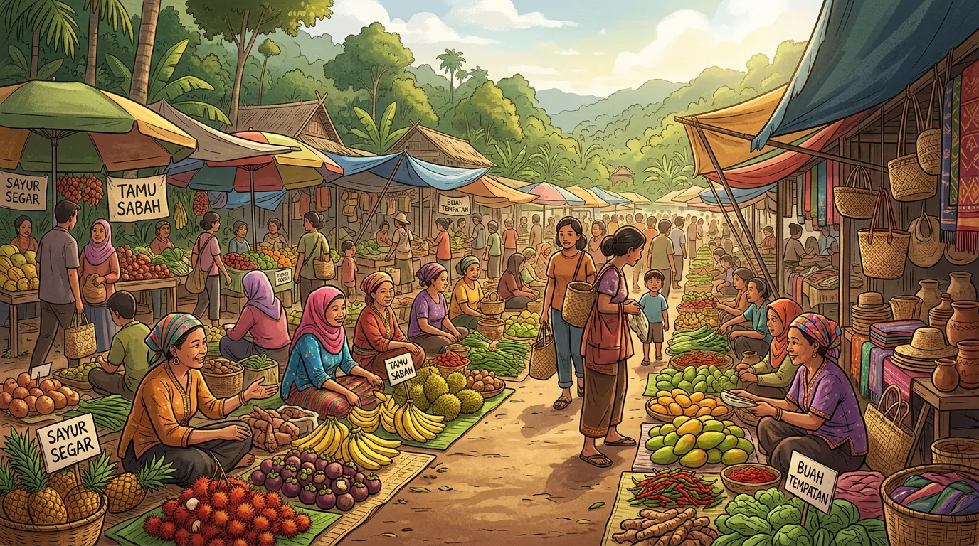 Traditional tamu weekly market in Sabah