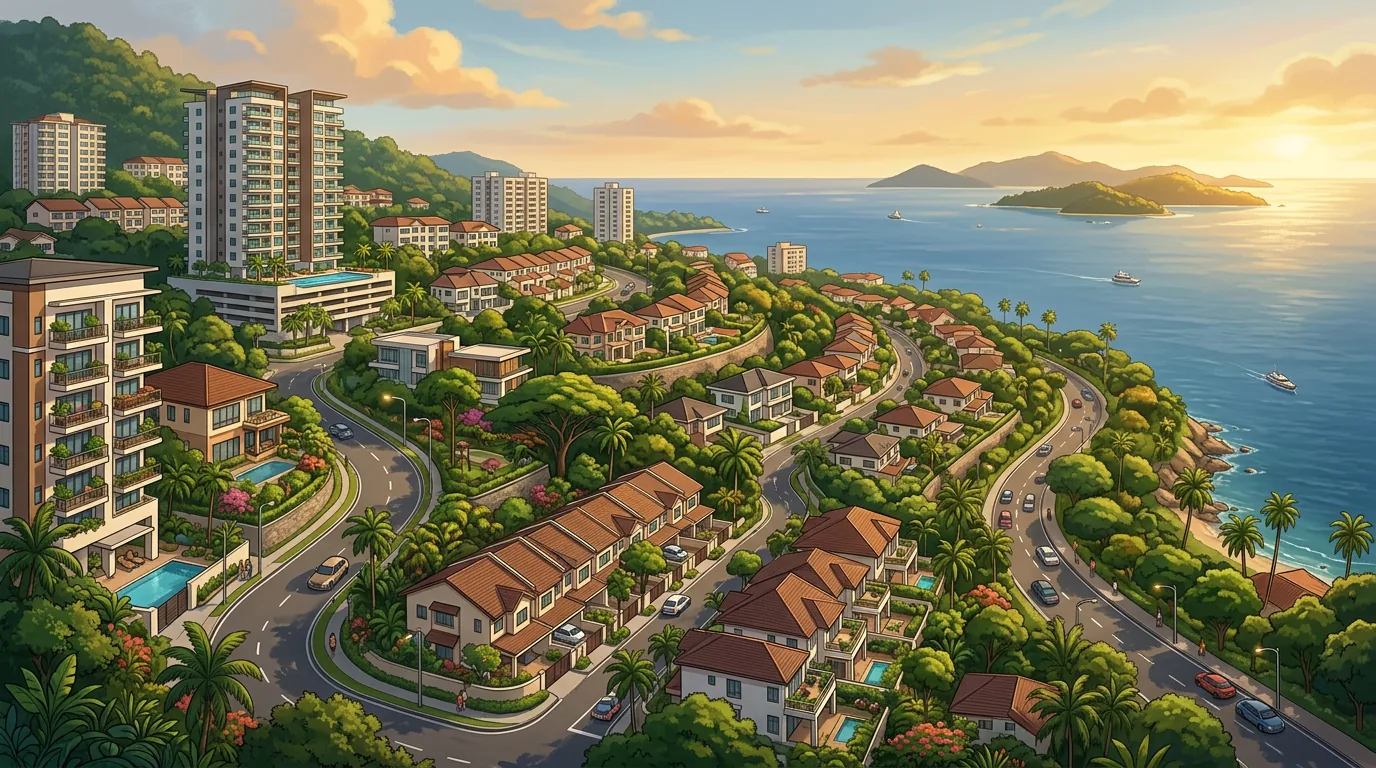 Residential neighborhood with ocean view