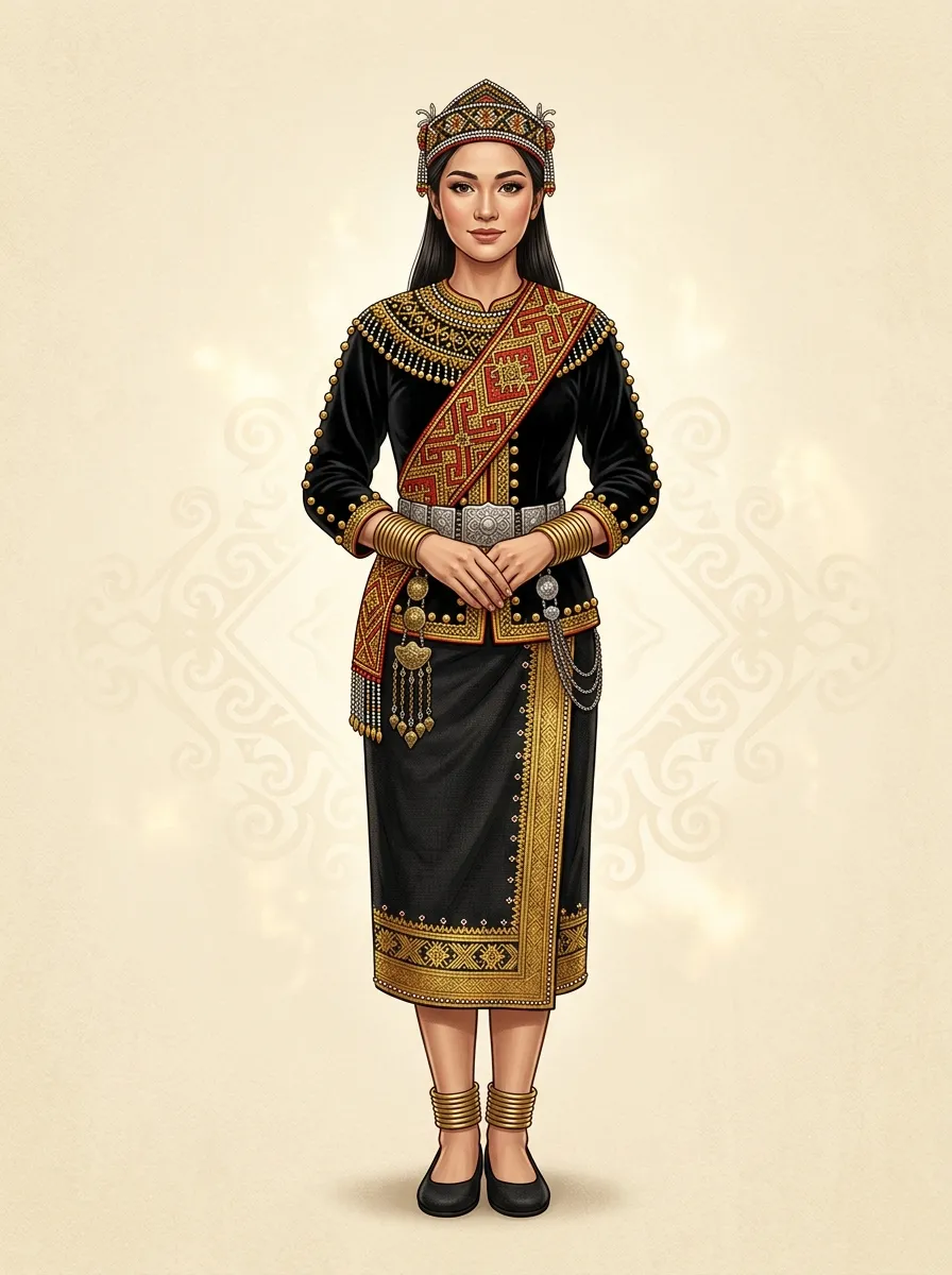Illustration of a Papar Kadazan costume
