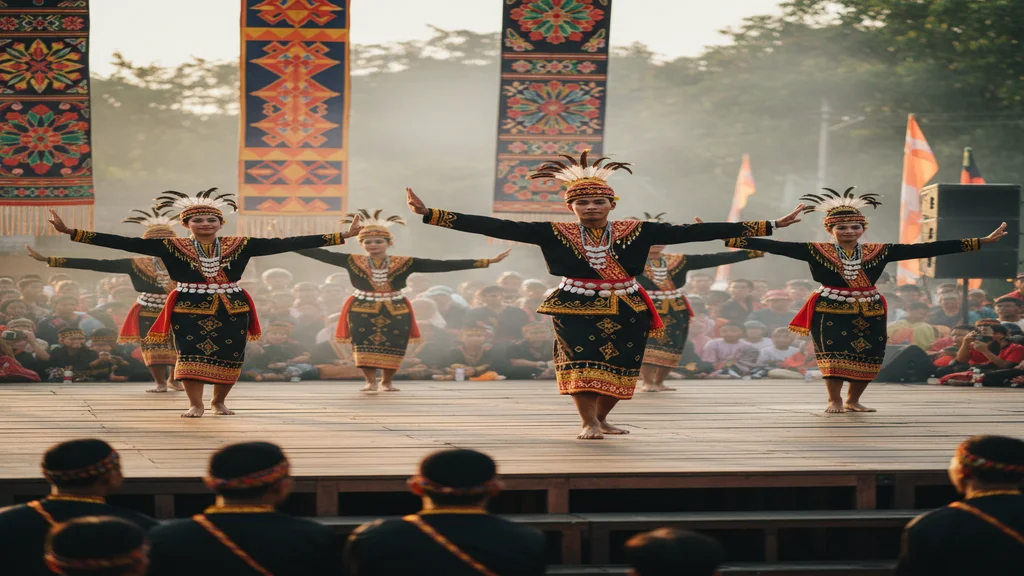 Sumazau dancers in traditional Sinuangga costume performing the harvest dance on the KDCA main stage