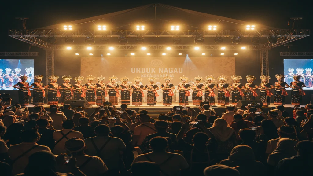 Unduk Ngadau State Finals stage at KDCA with contestants and judges