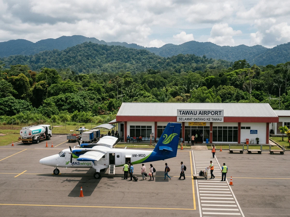 Aircraft aircraft parked at gate with boarding bridge and KKIA terminal