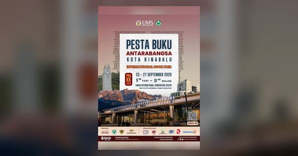 Official Pesta Buku Antarabangsa Kota Kinabalu 2026 poster from Penerbit UMS